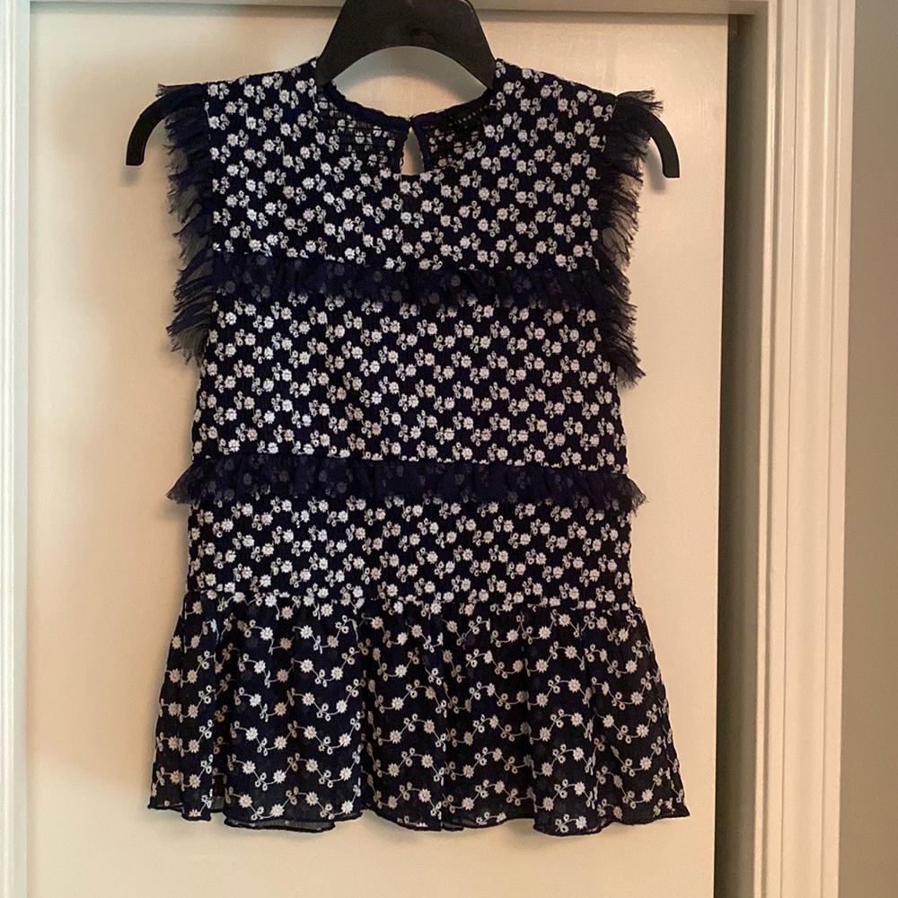 Navy and white sleeveless top